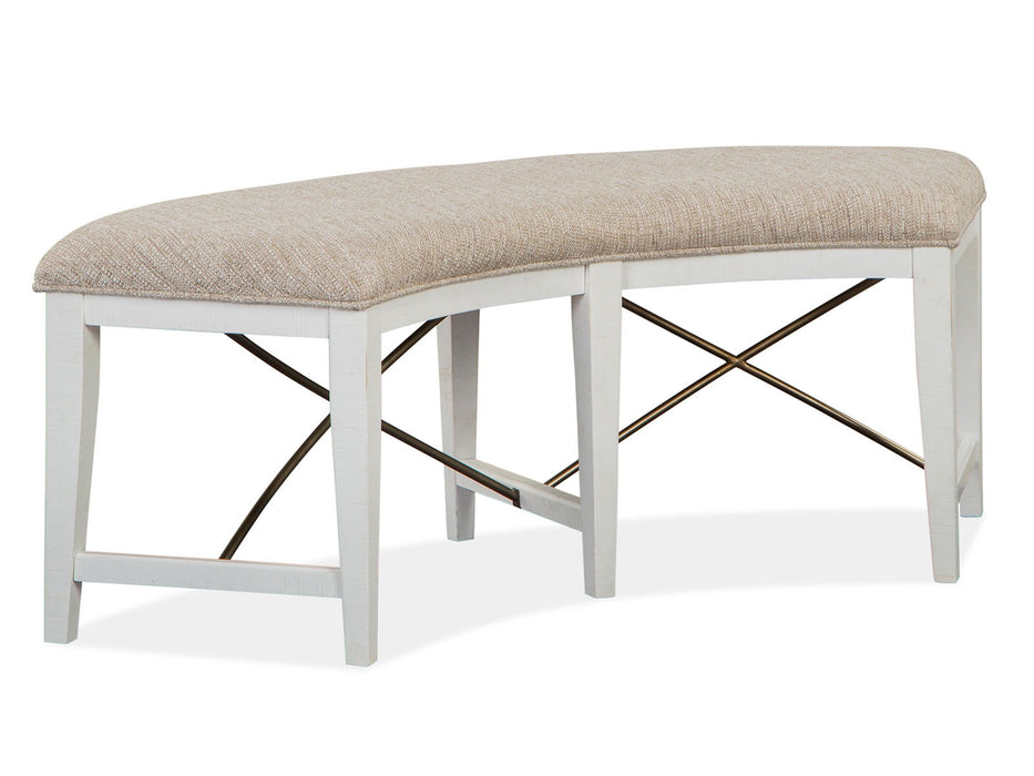 Heron Cove - Curved Bench With Upholstered Seat - Chalk White Magnussen Furniture