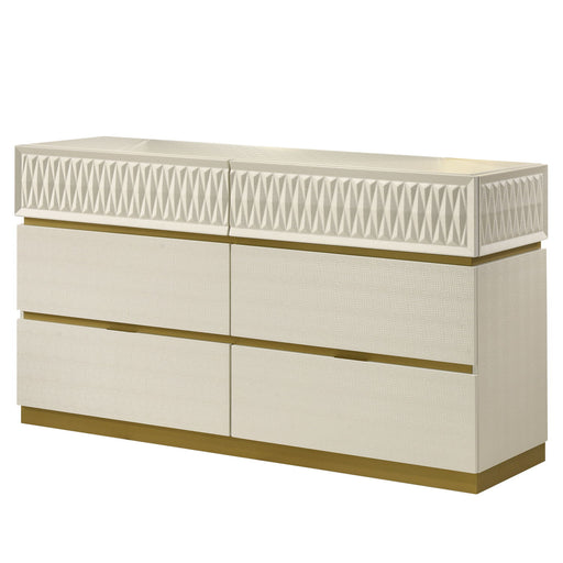 Stanley - 6 Drawer Dresser With Crocodile Texture (Mirror Not Included) - Gray Matrix Furniture Group