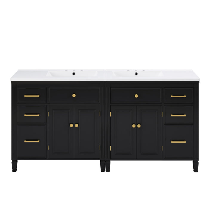 2 Piece Freestanding Bathroom Vanity Set With Sink Top, Reversible Dual Layout Noble House