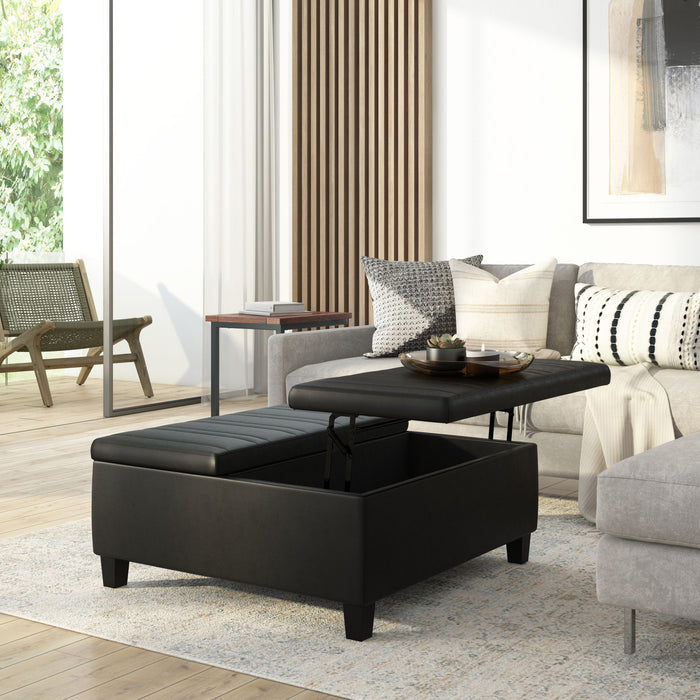 Ellis - Coffee Table Storage Ottoman Contemporary Design Simpli-Home