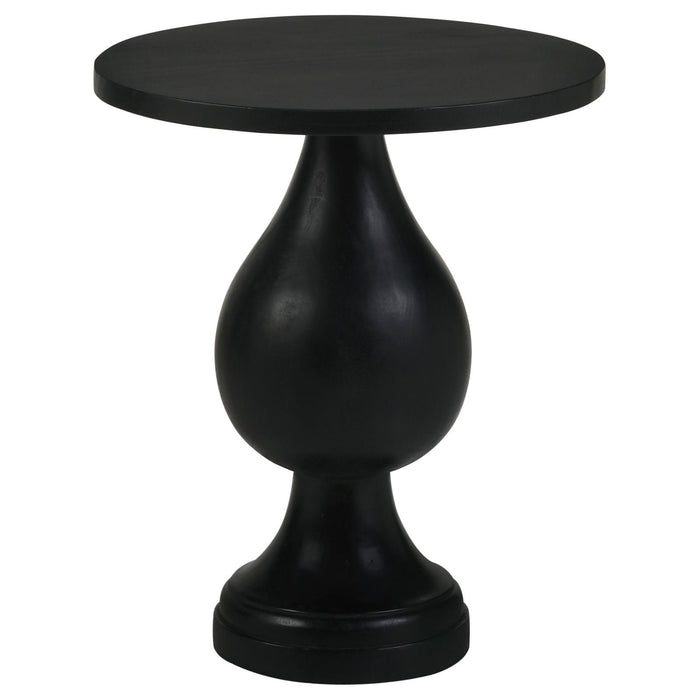 Stain Pedestal Accent Table Elegant Design With Round Top - Black Furniture Max