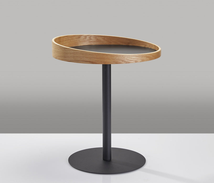 Solid Wood Round End Table - Black