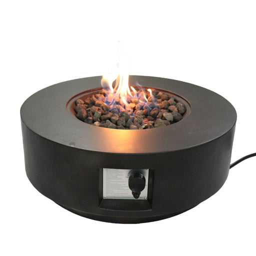Fiber Reinforced Propane Gas Outdoor Fire Pit Table With Lid - Charcoal LSI Patio Furniture