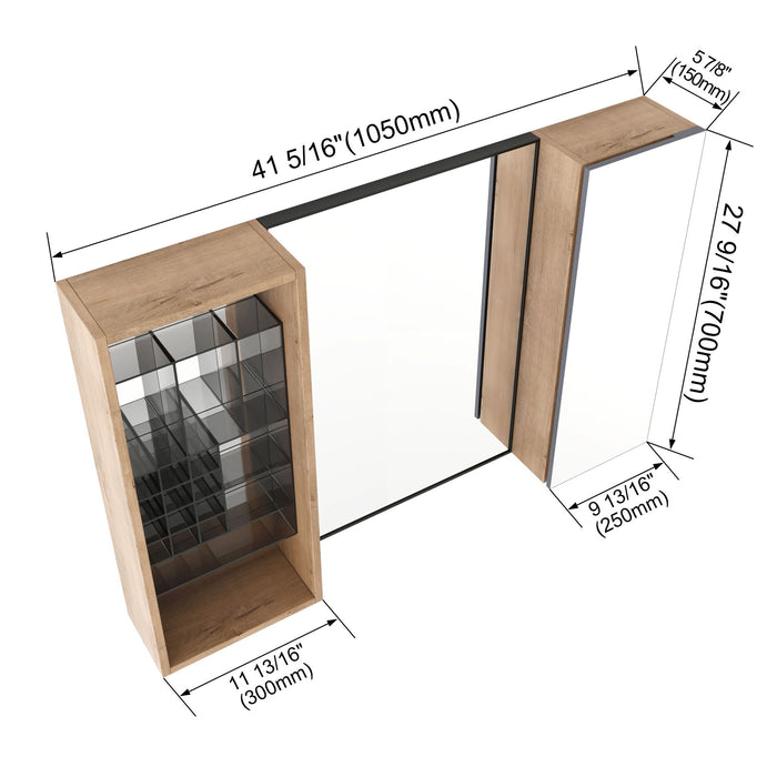 41.3" Wall Mounted Bathroom Cabinet With Adjustable Shelves Storage Unit - Imitative Oak Home Essentials