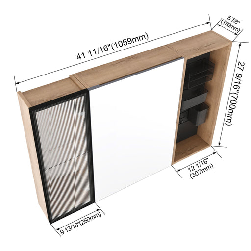 Wall Mounted Bathroom Cabinet, Adjustable Shelves Storage Cabinet - Imitative Oak Home Essentials