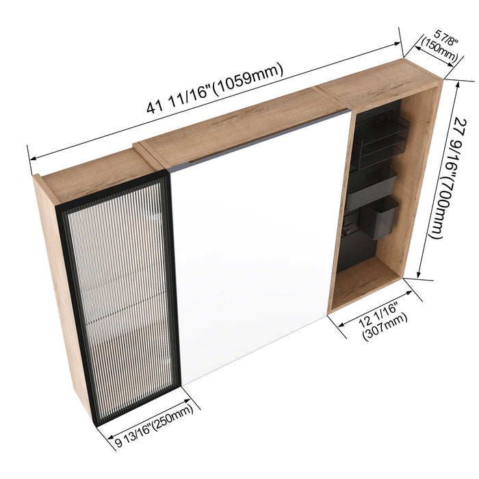 Wall Mounted Bathroom Cabinet, Adjustable Shelves Storage Cabinet - Imitative Oak Home Essentials