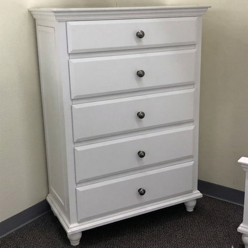 1 Piece Chest 5 Drawers Knob Handles Bedroom Furniture - White Home Essentials