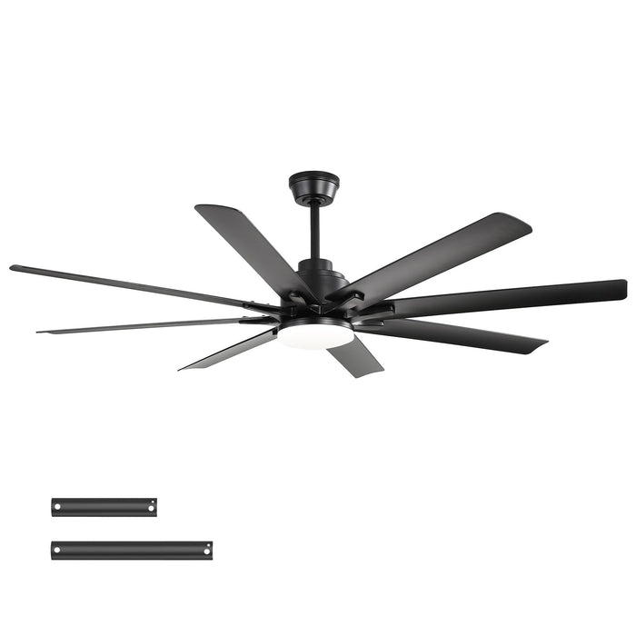 52" Smart Ceiling Fan With 8 Blades, Voice Remote Control, 6 Wind Speeds, LED Light - Black Daily Nest