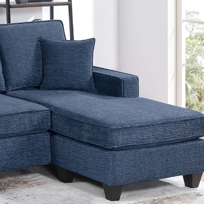 Sectional Set With USB Port Right Arm Chaise, Armless Loveseat, Left Arm Chaise, 3 Piece, Includes Matching Pillows - Dark Blue Home Essentials