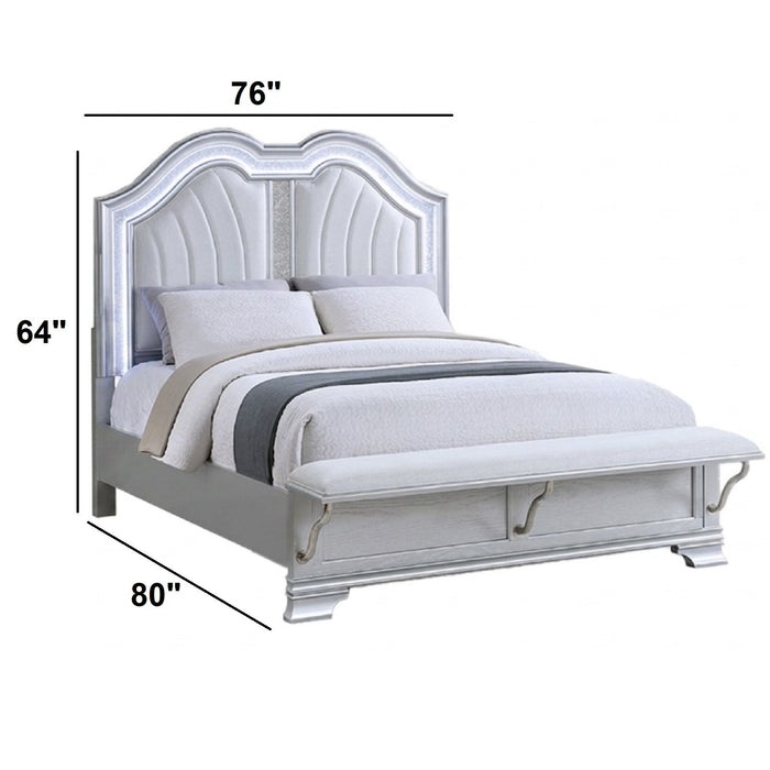 Elegant Bed With Built In Footboard Bench, USB Home Essentials