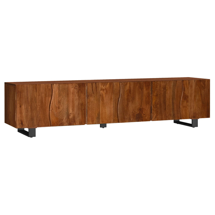 Harper - TV Stand Media Console With Curved Doors - Brown Furniture Max