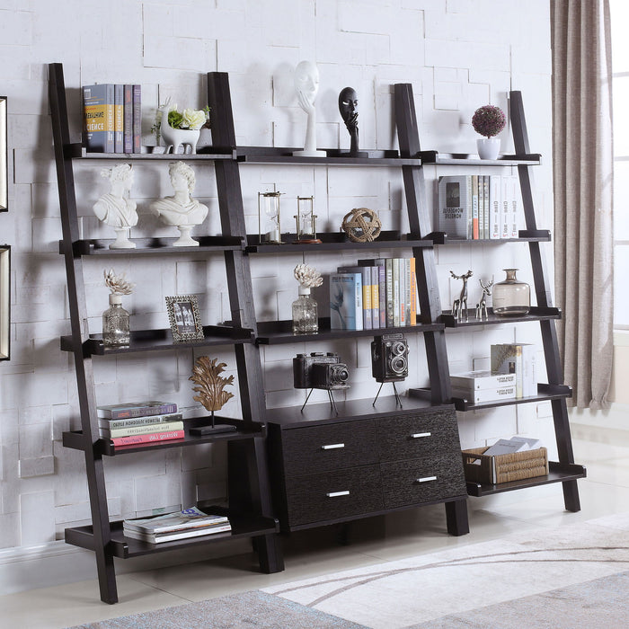 Blackburn - 3 Piece Ladder Bookshelf Set With Modular Design - Cappuccino