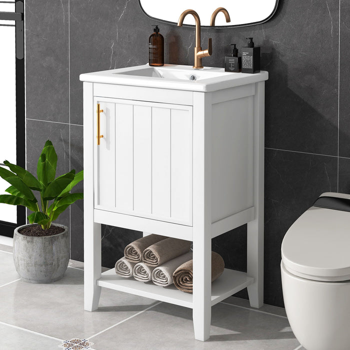 Modern Bathroom Vanity With Sink, Soft-Closing Door And Open Shelf Hearth and Haven