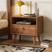 Nightstand With Carved Geometric Drawer Front, 1 Drawer And Open Shelf Home Essentials