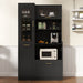 Tall Freestanding Kitchen Pantry Cabinet With Arched Glass Door Hearth and Haven