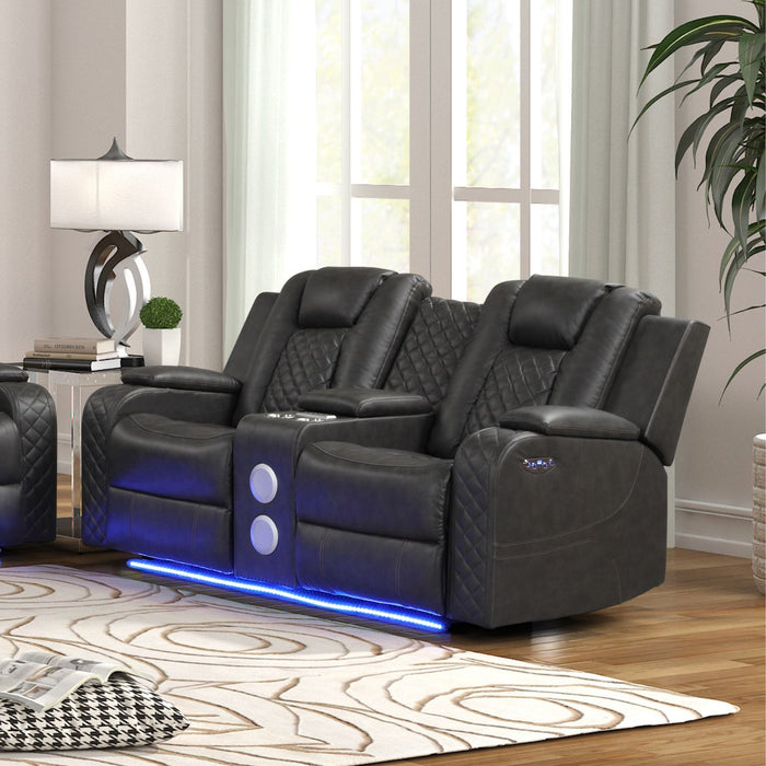 Benz - Power Reclining Loveseat With LED Lighting And Built In USB Matrix Furniture Group
