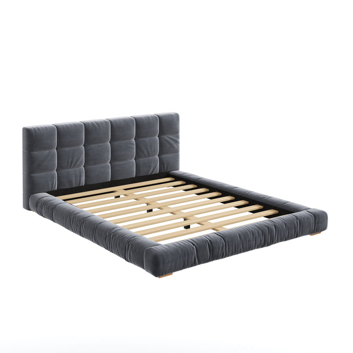 Upholstered Platform Bed Frame With Tufted Headboard Dreamland