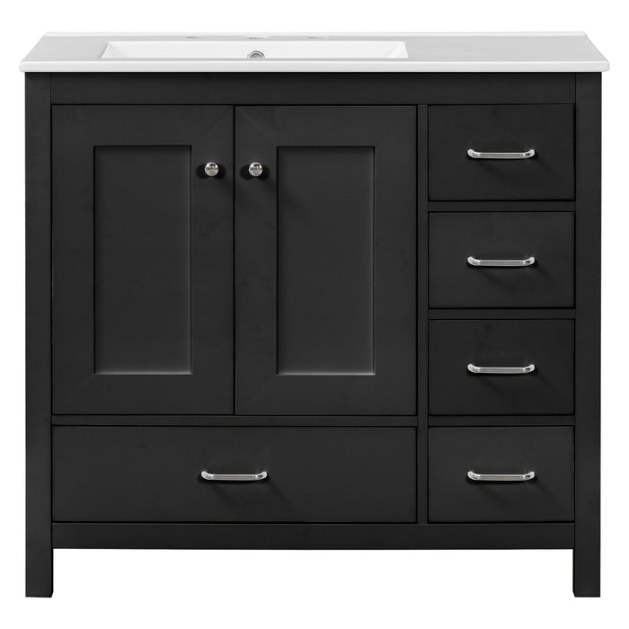 Bathroom Vanity With Sink Combo, 2 Soft Close Doors And 5 Drawers Hearth and Haven