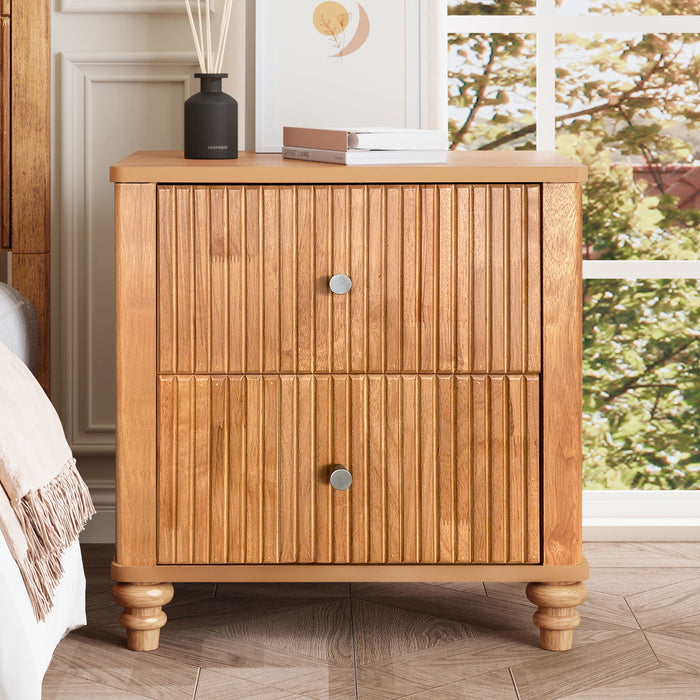 Modern Fluted Nightstand With 3 Drawers Home Essentials