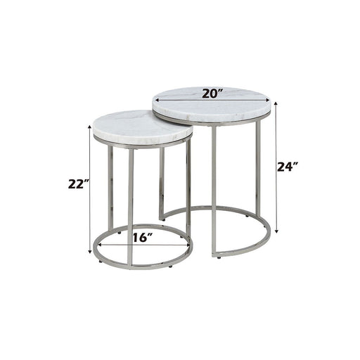 Zaidee - Nesting Table Set - Marble Top & Nickel ACME