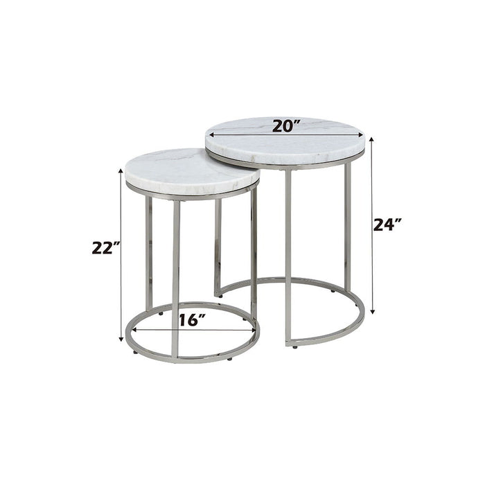 Zaidee - Nesting Table Set - Marble Top & Nickel ACME