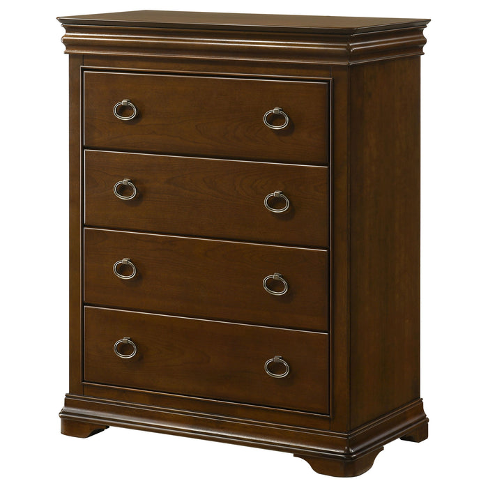 Leonide - 4 Drawer Chest - Cherry Furniture Max