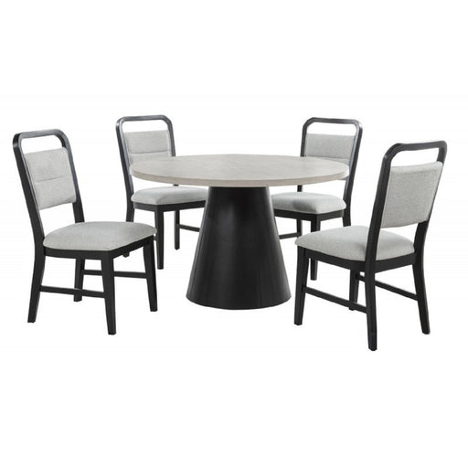 Dining Set With Round Table And 4 Upholstered Chairs - Black / Gray Home Essentials