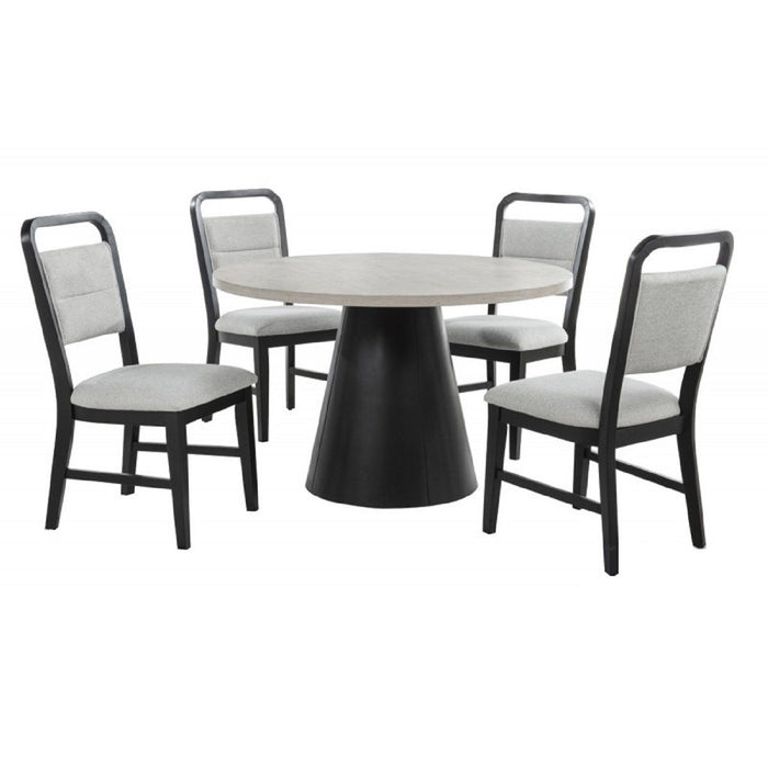 Dining Set With Round Table And 4 Upholstered Chairs - Black / Gray Home Essentials