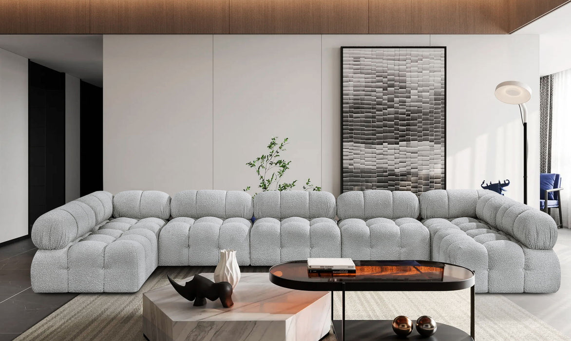 Ames - 7 Piece Boucle Fabric Modular Sectional Meridian Furniture