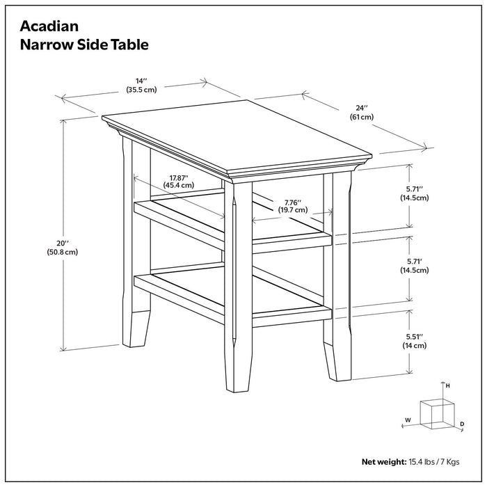 Acadian - Narrow Side Table, Handcrafted Simpli-Home