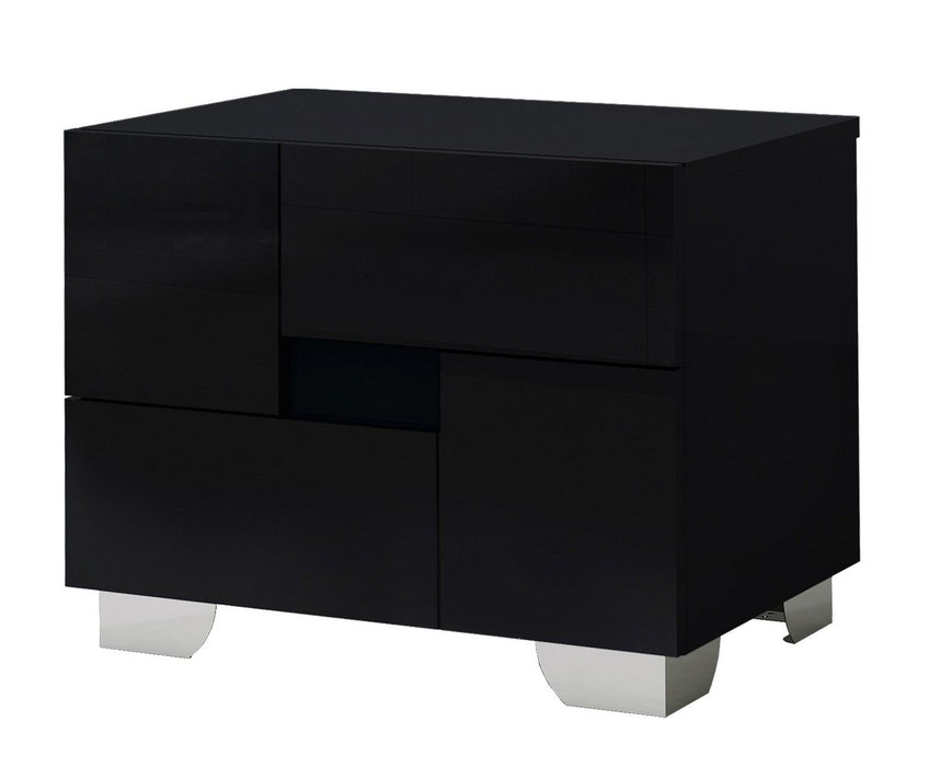 Two Drawers Metal Mirrored Nightstand - Black