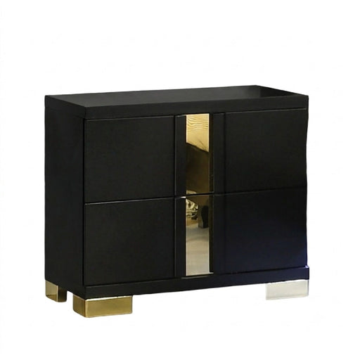 Contemporary Nightstand With 2 Drawer Storage - Black Home Essentials