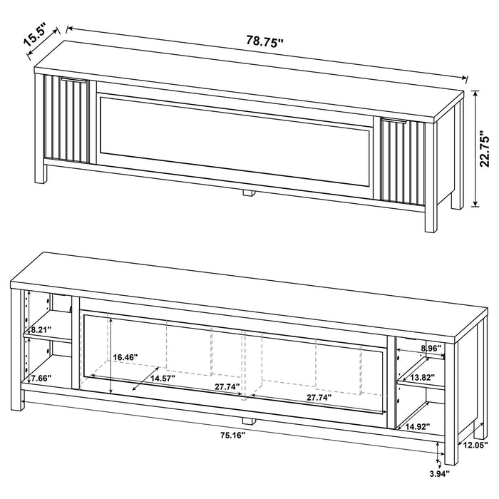 Alamitos - Electric Fireplace TV Stand With Flame Visualizer - Pine Wood Furniture Max