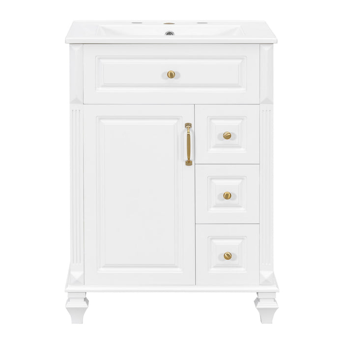 Freestanding Bathroom Vanity With Sink, 3 Drawers & Flip-Out Drawer Hearth and Haven