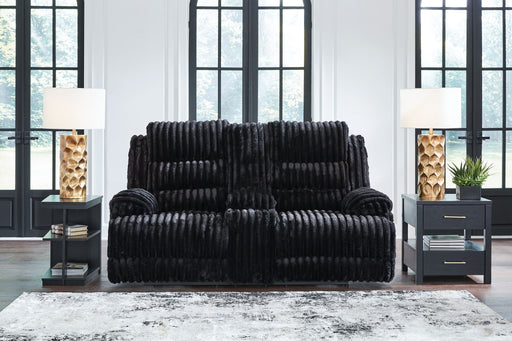 Rhine Falls - Double Reclining Power Loveseat With Console - Onyx Signature Design by Ashley®