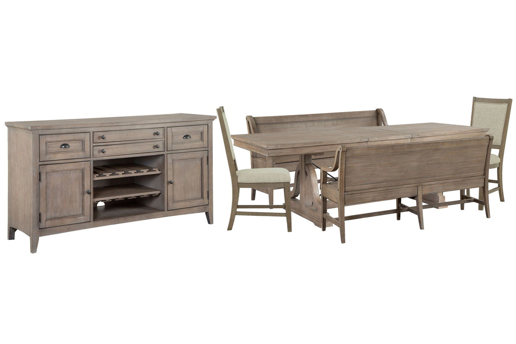 Paxton Place - Extendable Trestle Dining Table Set Magnussen Furniture