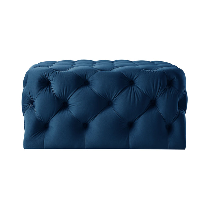 Velvet Rolling Tufted Cocktail Ottoman - Navy Blue