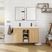 48" Freestanding Bathroom Vanity With Double Sink, 2 Soft Close Doors & 3 Open Shelves - Oak Home Essentials