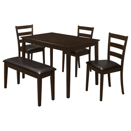 Arvin - 5 Piece Dining Set With Rectangular Table And Bench With Seats - Cappuccino Furniture Max