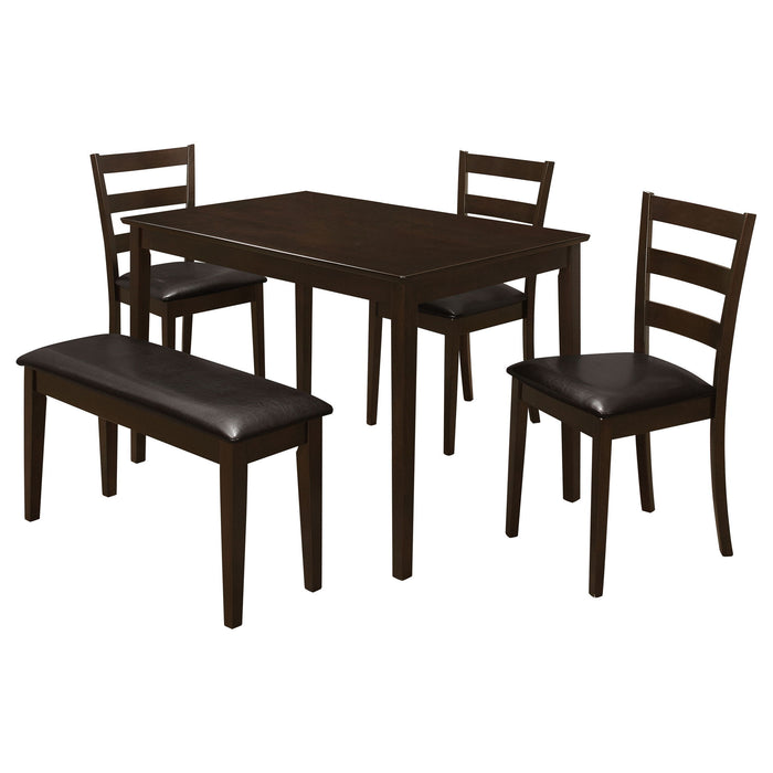 Arvin - 5 Piece Dining Set With Rectangular Table And Bench With Seats - Cappuccino Furniture Max
