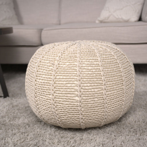 Bordeaux - Knitted Round Pouf Ottoman And Floor Cushion Daily Nest