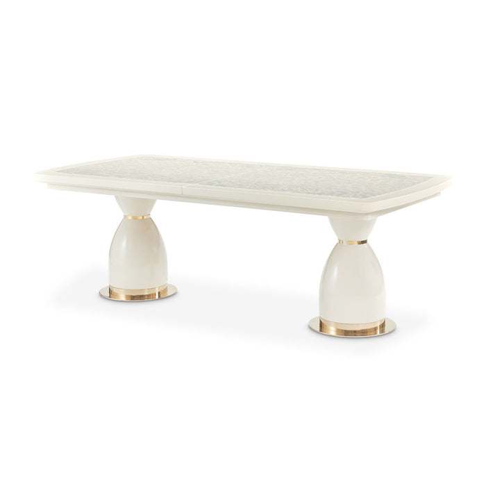 Lisbon - Double Pedestal Dining Table - Silken Matte Cream
