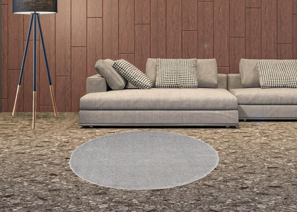 4' X 4' Round Non Skid Indoor / Outdoor Area Rug - Silver Gray