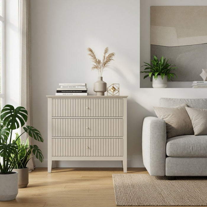 Fluted 3 Drawer Nightstand With Soft Close Slides Home Essentials