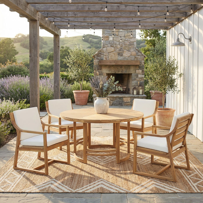 5 Piece Outdoor Dining Set, Patio Table And Chairs With Umbrella Hole Hearth and Haven