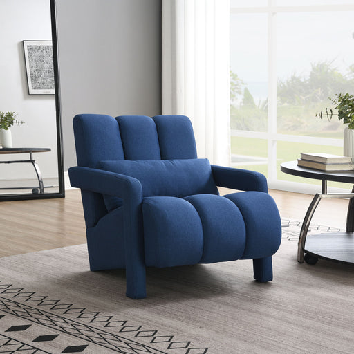 Upholstered Accent Chair With Pillow, Designed For Living Room - Navy Blue Home Essentials