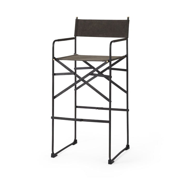 Leather Director's Chair Bar Stool - Espresso