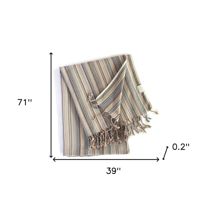 Colored Striped Design Turkish Beach Blanket - Multi