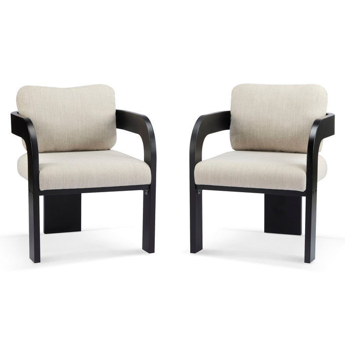 Dining Chairs & Pillow Back (Set of 2) - Beige / Black Noble House