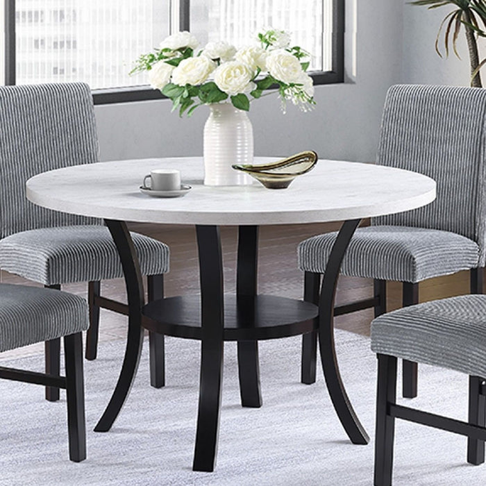 Elegant 5 Piece Dining Set Dark Chairs Top Table With Lower Shelf Kitchen Dining Room Home Essentials